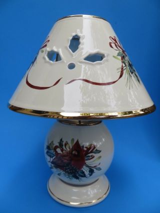Lenox Votive Candle Lamp Christmas Ivory Porcelain Cardinal