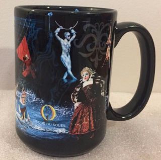 Cirque Du Soleil " O " Black Ceramic Coffee Mug 4.  5 " H.  England