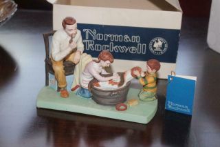 1981 Norman Rockwell The American Family Washing The Dog Porcelain Figurine Box