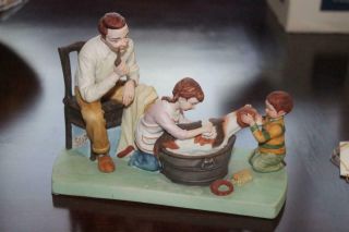 1981 Norman Rockwell The American Family Washing The Dog Porcelain Figurine Box 2