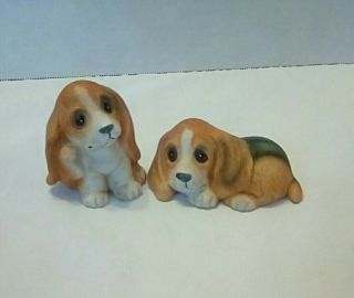 Adorable Vintage Porcelain Basset Hound Pups 1407 1 Set Of 2 Puppies
