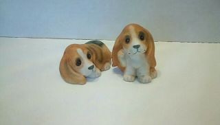 Adorable Vintage Porcelain Basset Hound pups 1407 1 set of 2 puppies 2