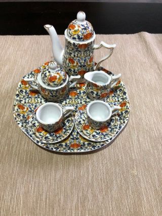 Miniature Tea Set,  Royal Elfreda Fine Porcelain,  Beautifully Designed 10 Pc Set