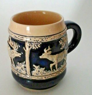 Vintage Wekara German Stoneware Pottery Mug Tea Coffee Cup Blue