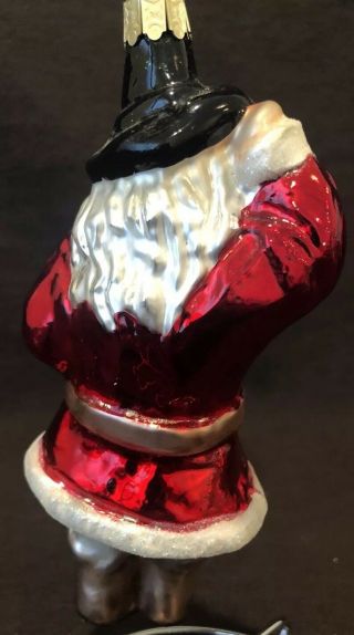 Christopher Radko Santa w/ Hat Holding Glitter Christmas Ornament 5 7/8 