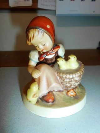 Vintage Collectible Hummel Figurine Girl With Baby Chicks Kneeling Basket