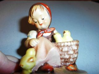 Vintage Collectible Hummel Figurine Girl with Baby Chicks Kneeling Basket 2
