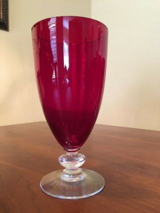 Ruby Glass,  Vintage Ruby Goblet,  Clear Stem (1)