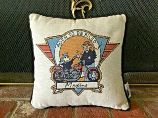Cool Vintage Maxine Hallmark Pillow Born To Be Riled Motorcycle Biker Theme Cute