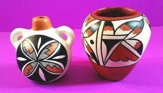 Set Of 2 Gorgeous Hand Made,  Hand Painted Southwest Vases In