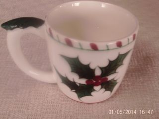 VINTAGE LEFTON ' S HAND DECORATED 1950 ' S HOLLY BERRIES COFFEE CUP JAPAN 2