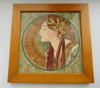 Pre Raphaelite Style Framed Tile Called Lady & Laurel Made In England 6052