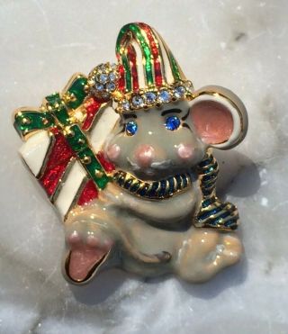 Christopher Radko Christmas Mouse Pin/brooch