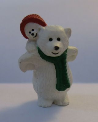 Vintage 1990 Hallmark Merry Miniature Christmas Daddy Polar Bear With Baby Bear
