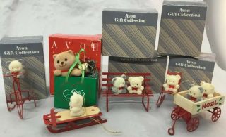 Avon Teddy Bear Ornaments Box Set Of 6