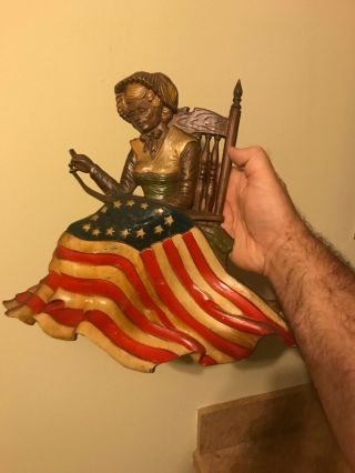 Vintage 1970 Sexton Betsy Ross Flag Metal Wall Hanging 14” X 15”