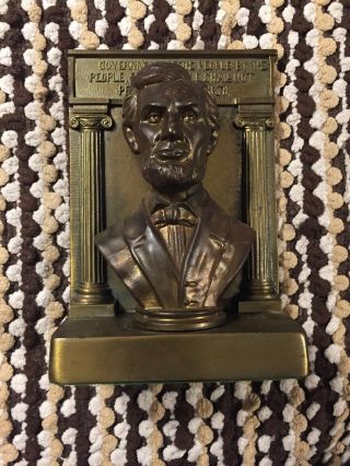 B & H Bradley Hubbard President Abraham Lincoln Bust Statue Bookend Estate Find