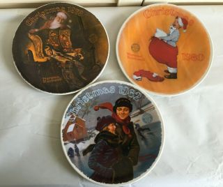 Norman Rockwell Christmas Edwin Knowles Collector Plates - Set Of 3