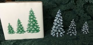 DEPT 56 Christmas Village Evergreeen Trees - 5205 - Set 3 Cold Cast Porcelain 2