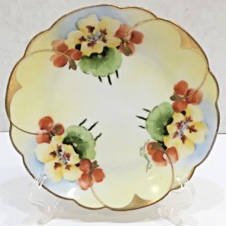 Florence James Signed Decorator Plate 6 " Diameter Hand Painted Gilt Edging