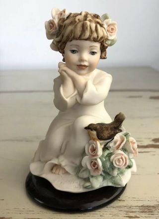 Sweet Song Giuseppe Armani Figurine Young Girl Flowers Bird Italy Very Pretty