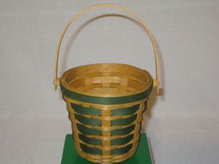 2007 Longaberger Tree Trimming Peppermint Stripe Basket with Tie On Green 3
