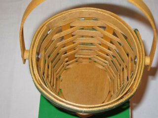 2007 Longaberger Tree Trimming Peppermint Stripe Basket with Tie On Green 4