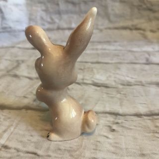 Ceramic Rabbit Pink Bunny Figurine 3 - 1/2 inch tall Mid Century 3