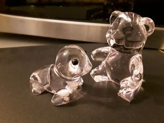Oneida Pink Lead Crystal Paperweight Figurines Teddy Bear & Seal W/labels