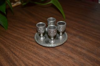Collectible 1978 Imperial Metal Mini Tray & 4 Goblets