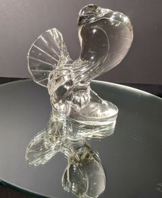 Vintage Crystal Fan - Tailed Bird,  Art Glass,  Paperweight