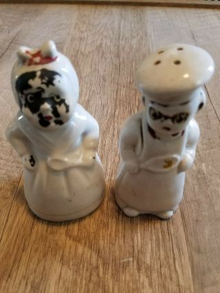 Vintage Black Americana Chef Pappy And Mammy Salt & Pepper Shakers No Paint
