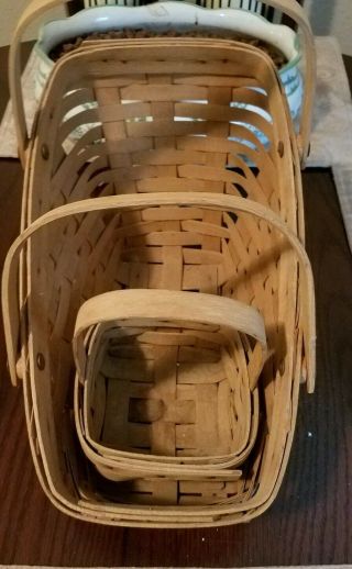 Vintage Longaberge Medium Vegetable Basket with Small Nesting Square Basket 1987 5
