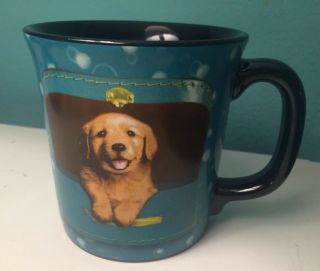 Keith Kimberlin Ceramic Coffee Tea Mug Cup Teal Black Golden Retrieve Puppy Dog