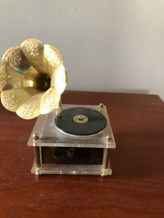 Acrylic Phonograph / Record Player Shaped Music Box,  Plays Love Story Tune