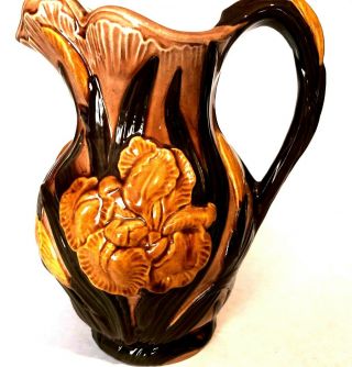 1970 Hand Painted Ceramic Pitcher Vase Hand Painted By Edna