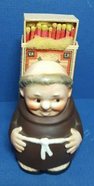 Vintage Goebel Friar Tuck Matchbox Holder W/toes Rx 111,  Tmk 2