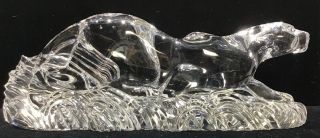 Large Bleikristall Clear Crystal 11 " Lion Panther Leopard Statue Germany