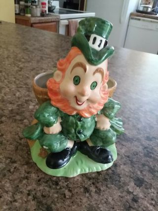 Vintage Lefton St Patricks Day Leprechaun Planter - 6 "