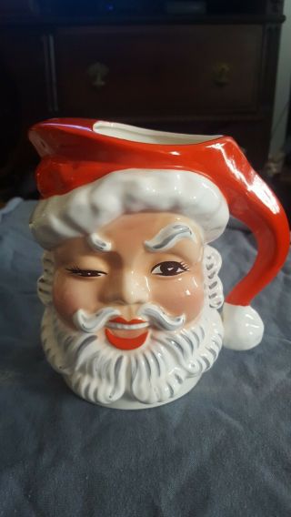 Vintage Napco Napcoware Winking Santa Head Face Christmas Pitcher Figure Vgc (02