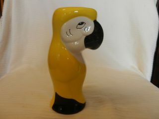 Yellow Ceramic Parrot Flower Vase With Black and White 8 