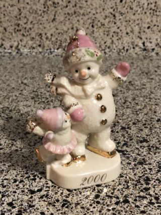 Lenox Skating Lesson 2000 Porcelain Christmas Ornament W/ 24 Karat Gold Trim