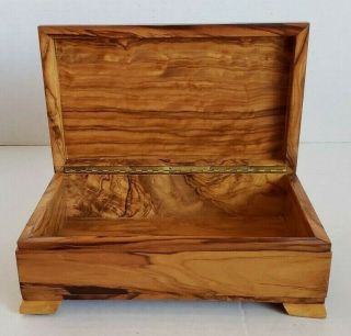 Vintage Hinged Wooden Jewelry Trinket Box Made In Spain Footed Unisex Gift Guc