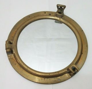 Vintage Brass Ship Port Hole Mirror - 6 Inch Mirror 8 Inch Port Hole Wall Hanger
