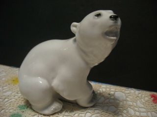 Vintage Lomonosov Ussr Russian Porcelain White Polar Bear Russia Like Lladro