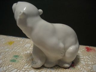 Vintage Lomonosov USSR Russian Porcelain White Polar Bear Russia Like Lladro 4
