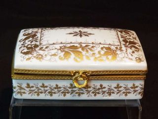 1962 Le Tallec Signed Limoges Gold Gilt Hinged Jewelry Dresser Box