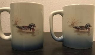 Set Of 2 Vintage Otagiri Mallard/ducks Outdoor Water Coffee Tea Cup Mug