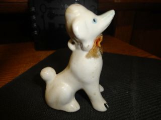 Old Vintage White Poodle Dog Figurine Ceramic Mid Century
