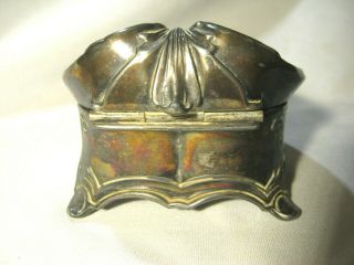 Vintage W B MFG CO Art Nouveau Heart Shaped Hinged Metal Trinket Box - Lined 5